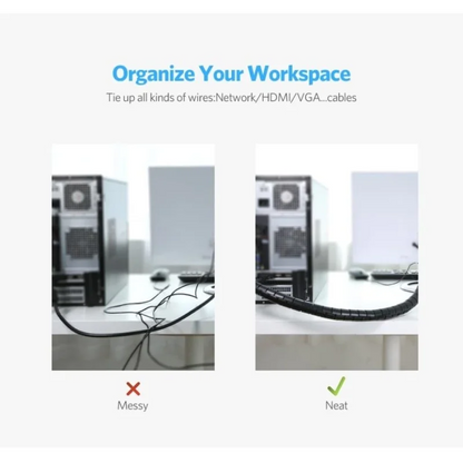 UGREEN Spiral Cable Zipper Organizer Tube, Available in 1.5M, 3M, 5M
