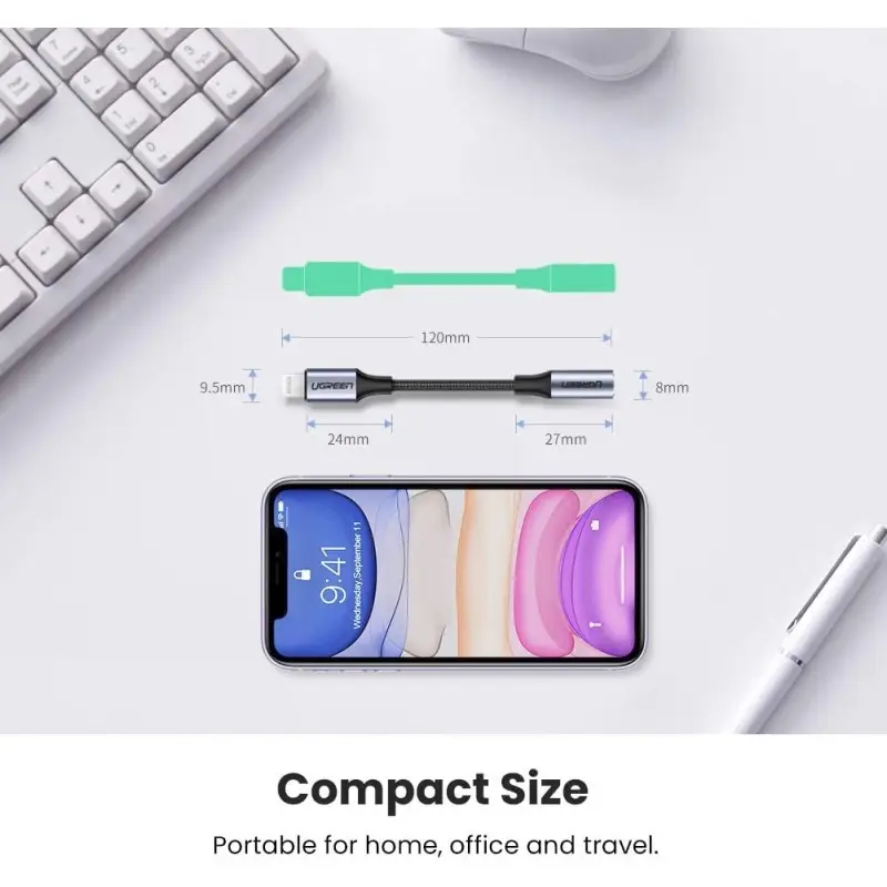 UGREEN Lightning to 3.5mm Audio Female, MFI Apple Certified, Nylon Braided & Aluminum Body