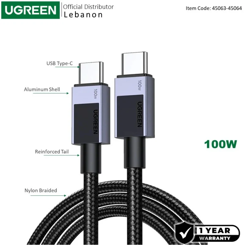 UGREEN USB-C to USB-C 100W Braided Cable & Aluminum Body