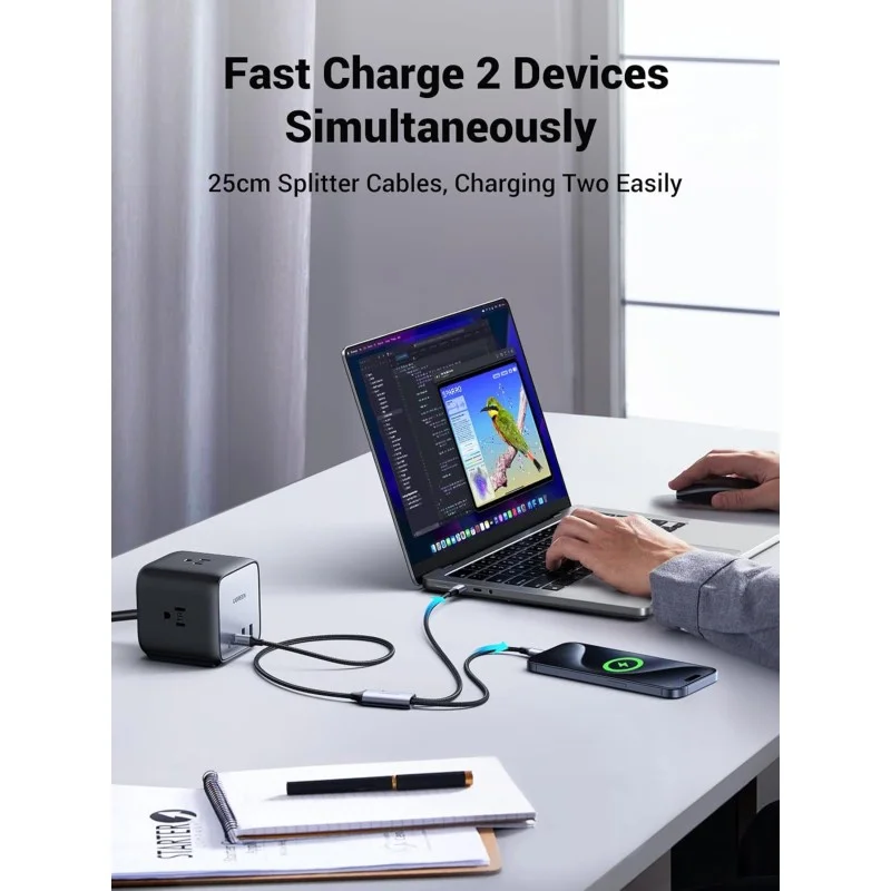 UGREEN USB-C to 2 * USB-C 100W Braided Cable & Aluminum Body