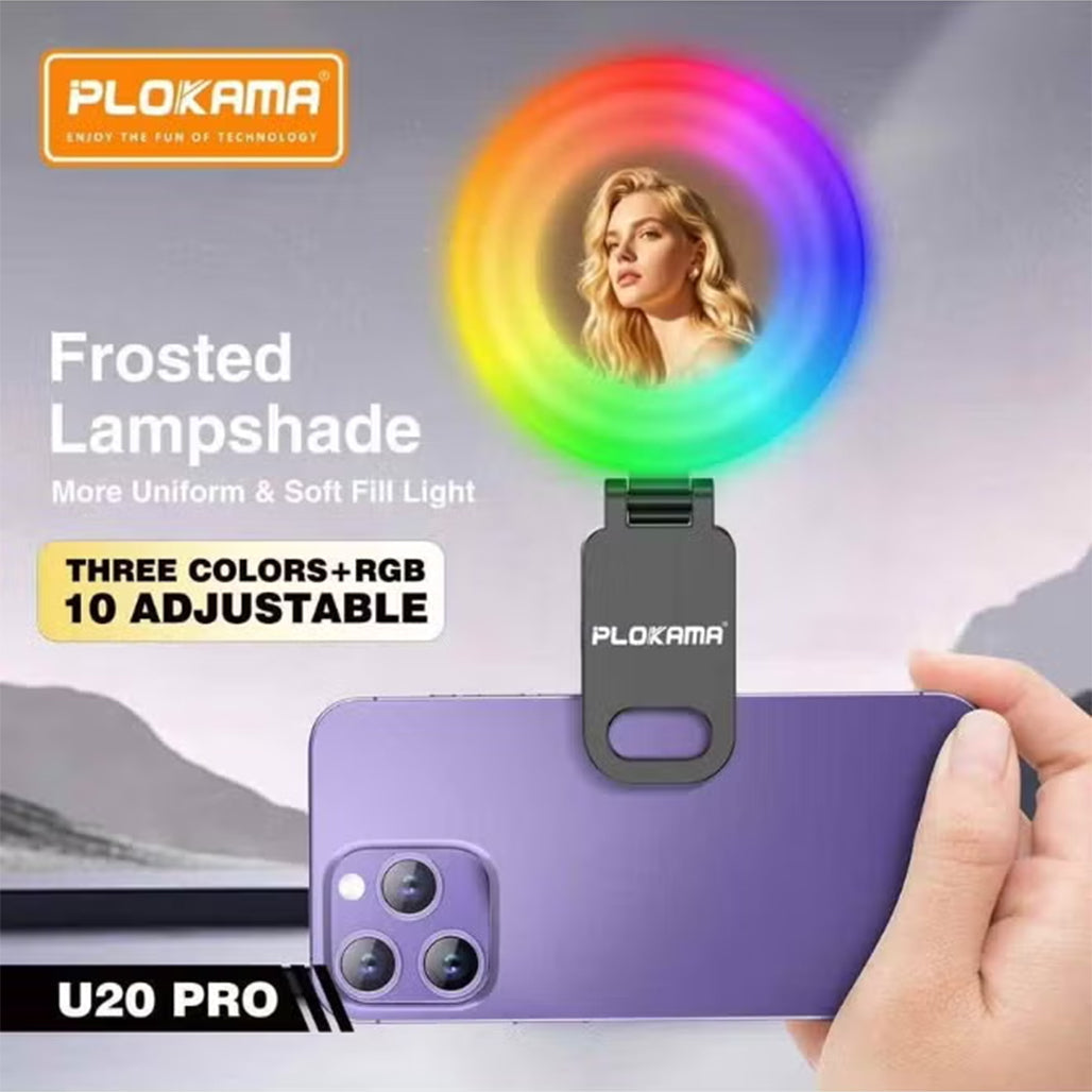 Plokama U20 PRO RGB Phone Clip LED Selfie Ring Light