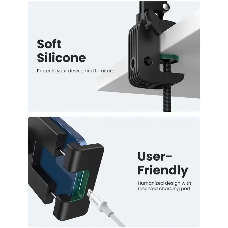 UGREEN Phone & Tablet Ipad Holder Up to 12.9 Inch, Long Lazy Arm, Premium aluminum alloy, 360 degree adjustable