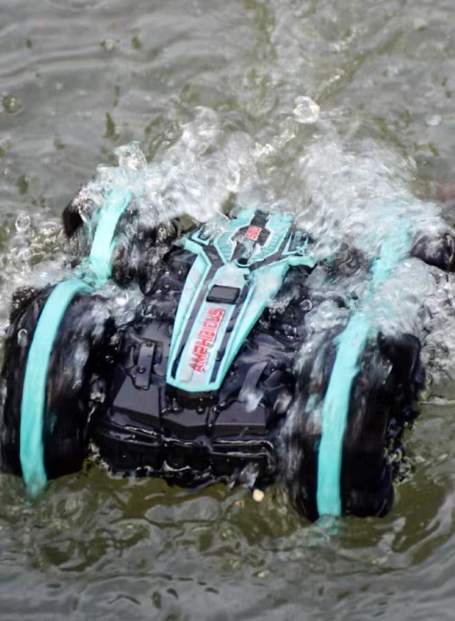 Double Remote Control Amphibious Stunt Car - Sand & Water RC Toy with Flipping, Rotating
