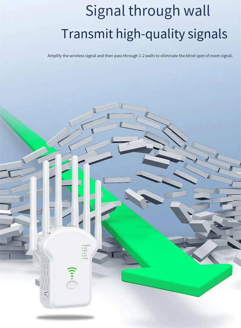 300Mbps 6 antenna 3-in-1 WiFi Repeater Router Enhance Wireless Signals Dual-Band Extender U13  EU Plug