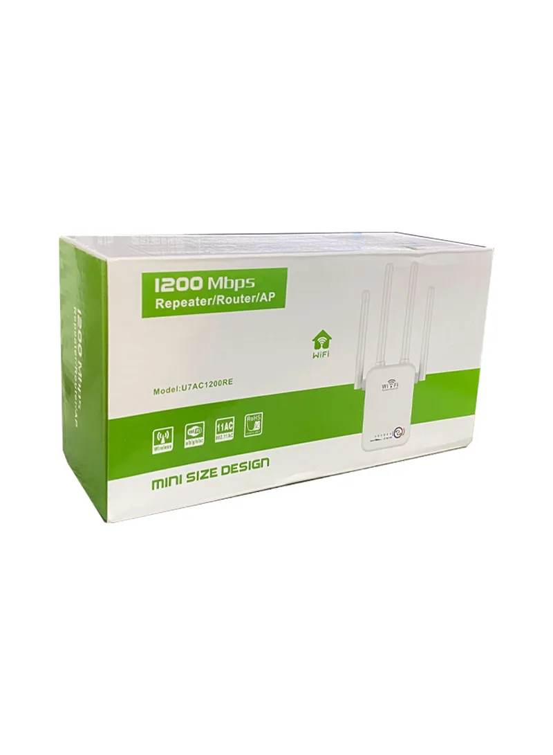 1200Mbps 4 antenna 3-in-1 Mini Size WiFi Repeater Router Enhance Wireless Signals Dual-Band Extender U7  EU Plug