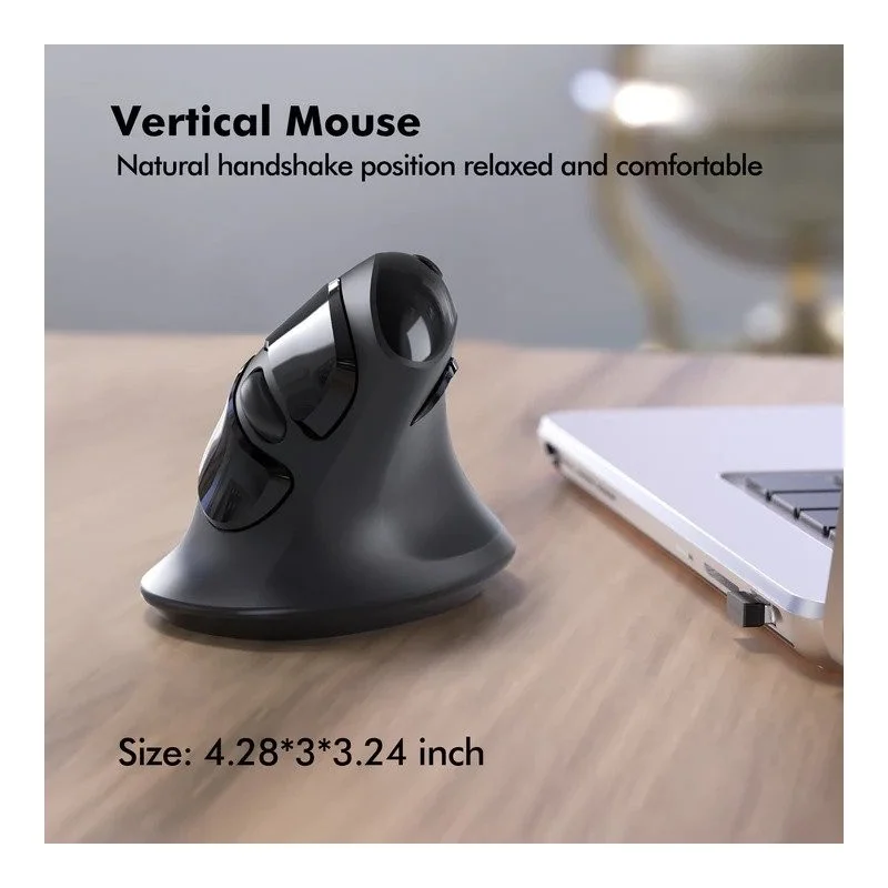 Micropack Speedy Pro MP-V03W, Vertical Wireless Mouse, 1600 Dpi, Dual Receiver USB-A + USB-C, Connect and switch Up To 2 Devices