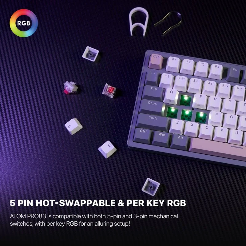 Fantech STELLAR Edition MK913 - ATOM PRO83, 3 Modes: Bluetooth, Wireless & Wired, Built-in Battery, Mechanical Gaming Keyboard