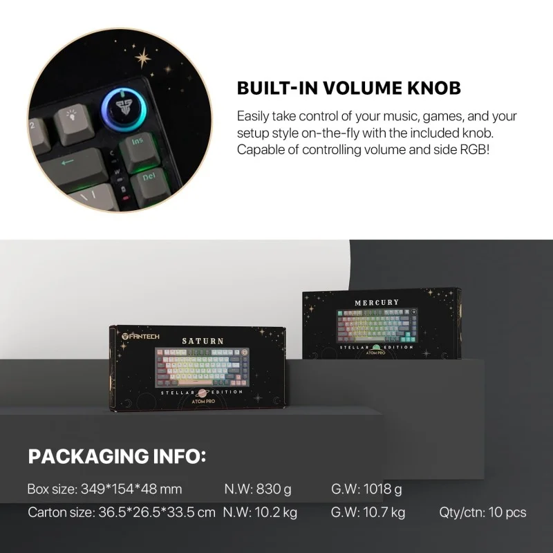 Fantech STELLAR Edition MK913 - ATOM PRO83, 3 Modes: Bluetooth, Wireless & Wired, Built-in Battery, Mechanical Gaming Keyboard