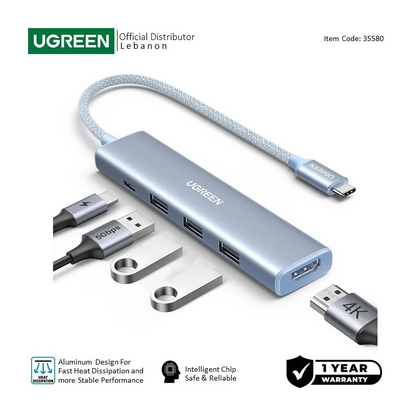 UGREEN REVODOK 5-in-1 USB-C HUB Docking Station with Power Port CM478 35580 35581