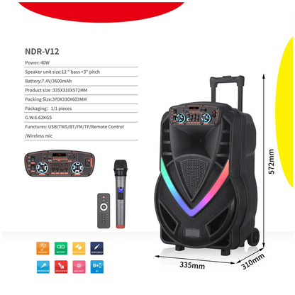 Board-x Speaker Karaoke NDR-V15 15 Inch, 1 Microphone