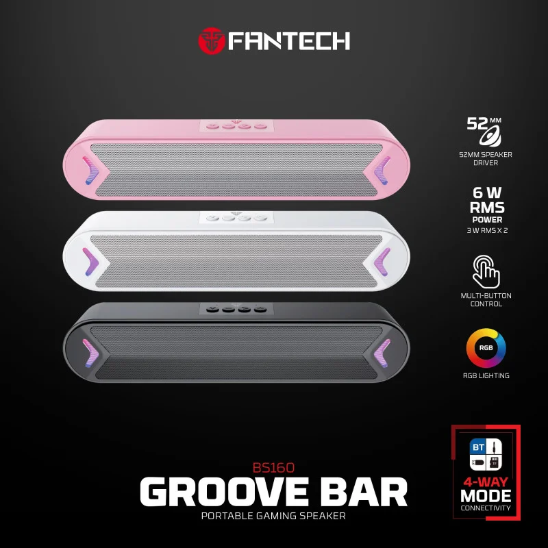 FANTECH GROOVE BAR BS160 Gaming Bluetooth 5.4, 6W RMS, Deep Bass, USB, AUX & TF Support, Built-in Battery