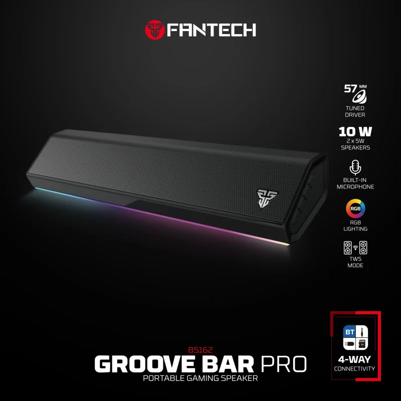 FANTECH BS162 GROOVE BAR PRO Premium 4-Mode Connectivity Speaker with Powerful Sound, RGB Lights, and Long Battery Life