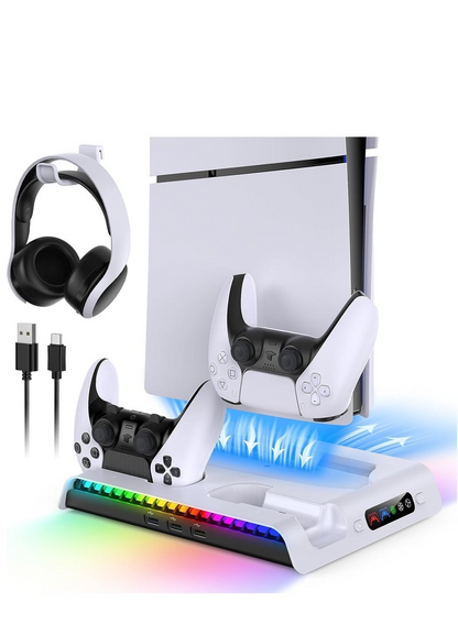 Ipega Vertical Stand for PS5 (cooling fan + charging dock + headset holder + RGB light)