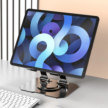 Tablet Stands, 360 Degree Adjustable Carbon Steel Swivel Tablet Stand with Multiple Silicone Protectors Desk Stand, Foldable Desk Stand Compatible with All
