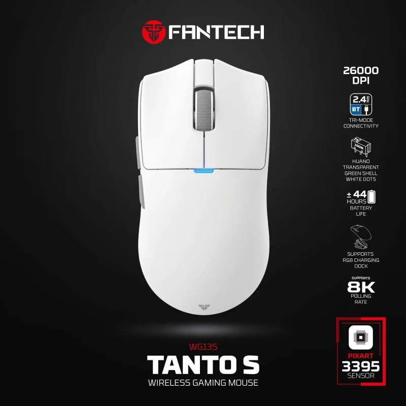 FANTECH WG13S TANTO S Premium High-Performance Gaming Mouse with 26000 DPI, 8K Polling Rate, and Tri-Mode Connectivity