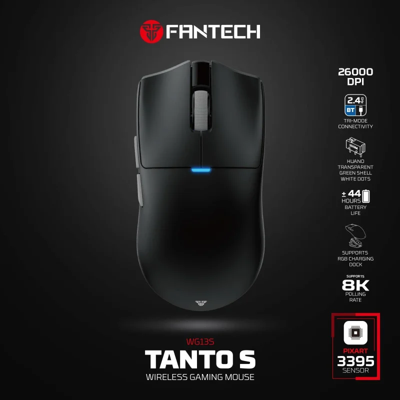 FANTECH WG13S TANTO S Premium High-Performance Gaming Mouse with 26000 DPI, 8K Polling Rate, and Tri-Mode Connectivity