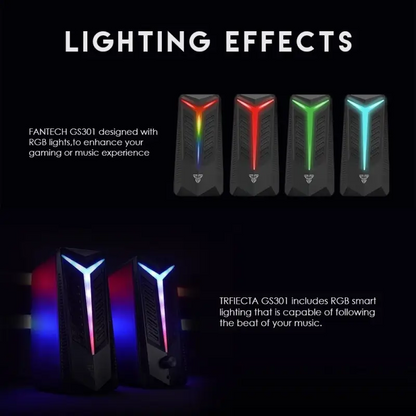 Fantech GS301 TRIFECTA: Bluetooth and Wired RGB Gaming & Music Speaker, USB Powered Gaming & Music Speaker with RGB Lighting