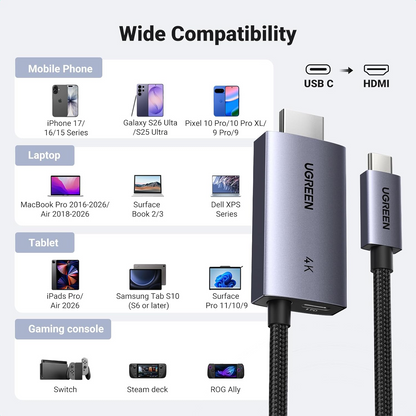 UGREEN 2 Meter 4K Type-C to HDMI with PD Port Cable