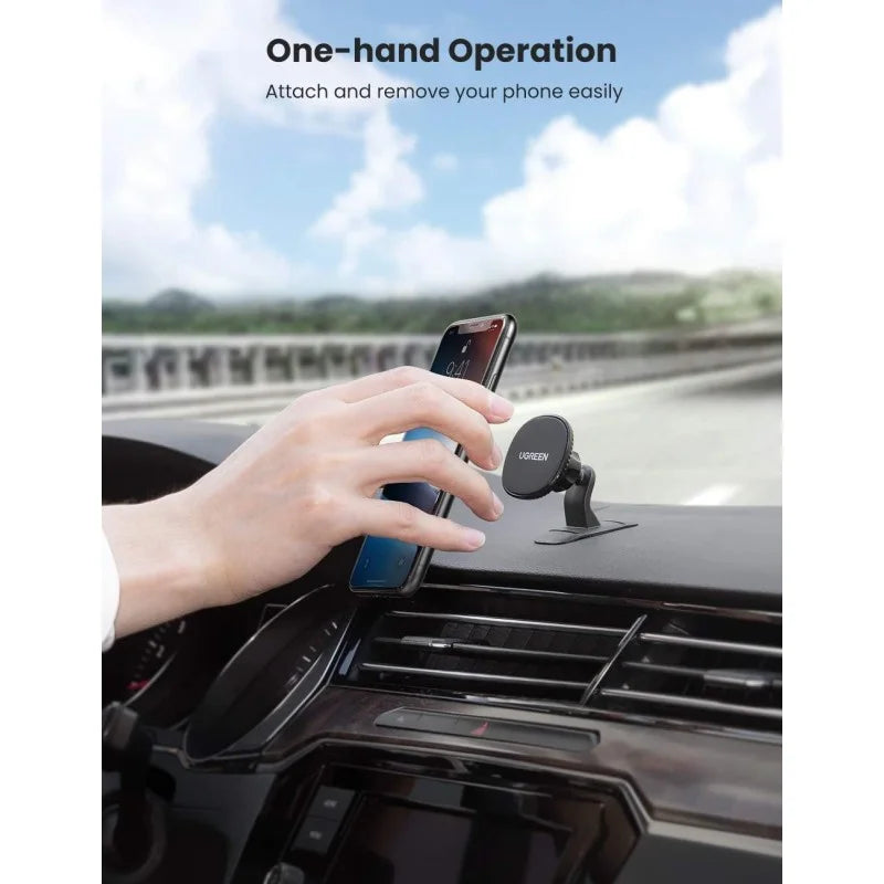 UGREEN Strong Magnetic Car Phone Holder – 360° Rotation, Strong Grip, Fits 4.7''–7.2'' Phones