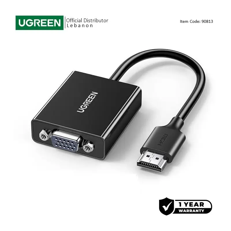 UGREEN Full HD HDMI Male to VGA Female Adapter Cable, Full HD Resolution
