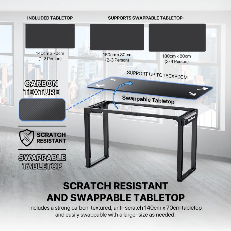 Fantech WS514 Work Station, Dual Electrical Motor, Adjustable Height Desk, Stable Design, load up to 80KG